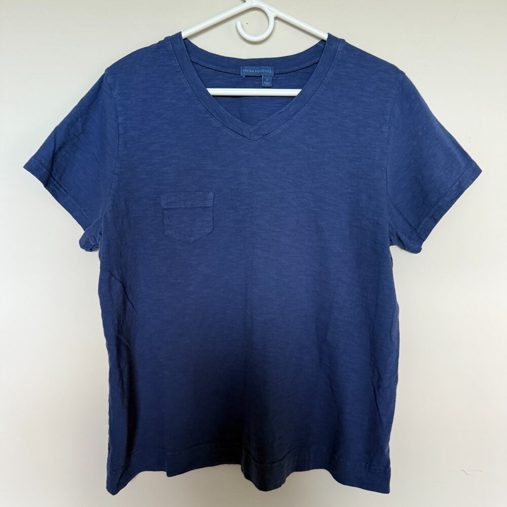 Fresh Produce Womens Top Size 1X Blue Made in USA Casual Boho Minimalist Coastal